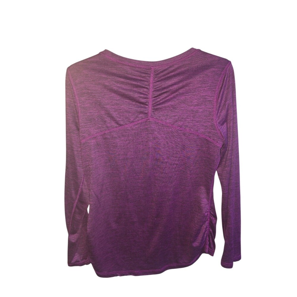 Athletic Works Top Medium) Purple Fitted L/S Round Neck Gathered Sides Gym - Picture 4 of 7
